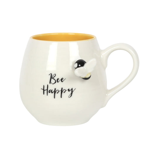 3D 'Bee Happy' Rounded Mug