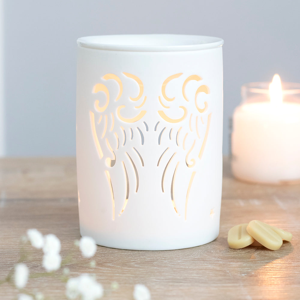 White Angel Wings Cut Out Oil Burner