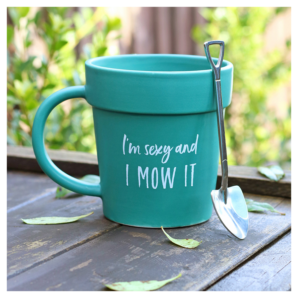 Sexy and I Mow It Pot Mug and Shovel Spoon