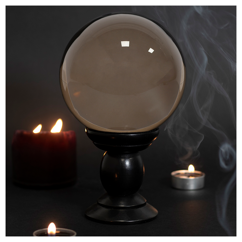 Large Smoke Grey Crystal Ball on Stand